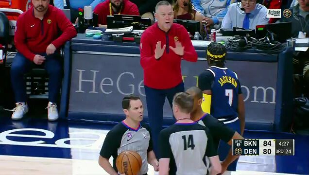 NBA常规赛：篮网vs掘金第3节英文原声回放