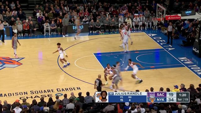 NBA常规赛：国王vs尼克斯第1节中文解说回放
