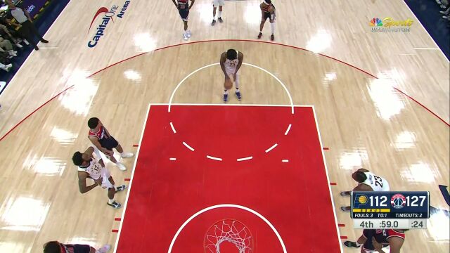 NBA常规赛：步行者vs奇才第4节英文原声回放