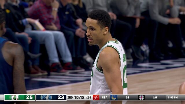 NBA常规赛：凯尔特人vs森林狼第2节中文解说回放