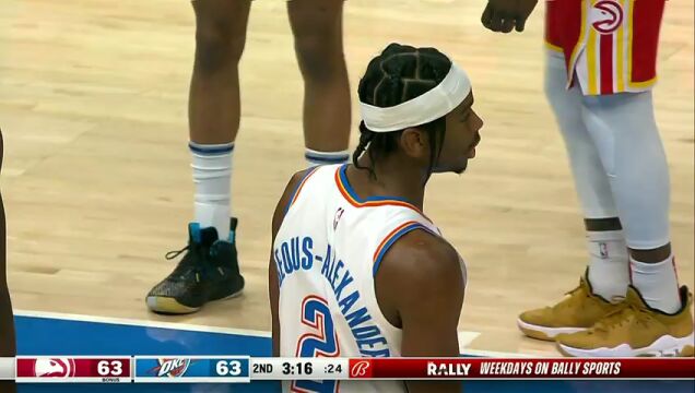 NBA常规赛：老鹰vs雷霆第2节 英文解说回放