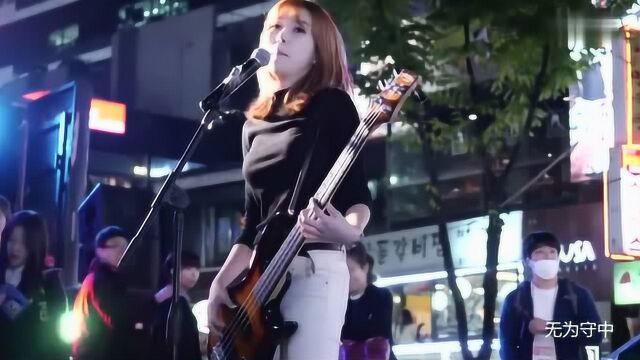 韩国饭拍韩国女子组合Bebop雅妍珠雨智仁街头自弹自唱表演