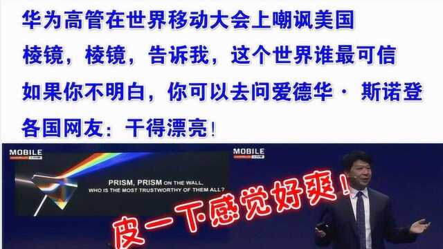 华为总裁嘲讽美国:棱镜,棱镜,告诉我世界上谁最可信?评论炸了