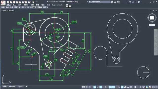 CAD平面图 这一题需要看懂圆弧的条件 以及斜线的角度