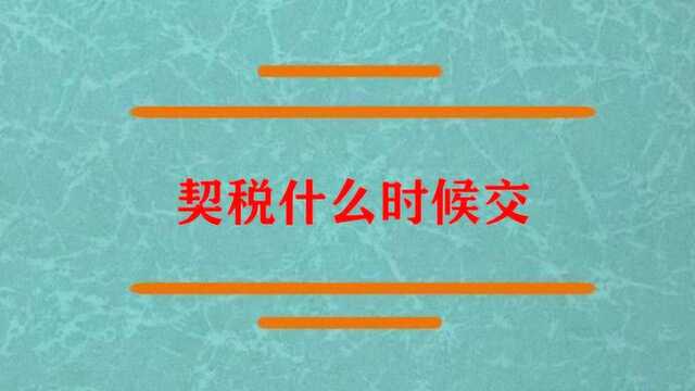 购房契税什么时候交比较好?