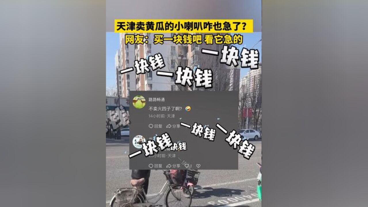 天津卖黄瓜的小喇叭咋也急了 ?网友:买一块钱吧 看它急的