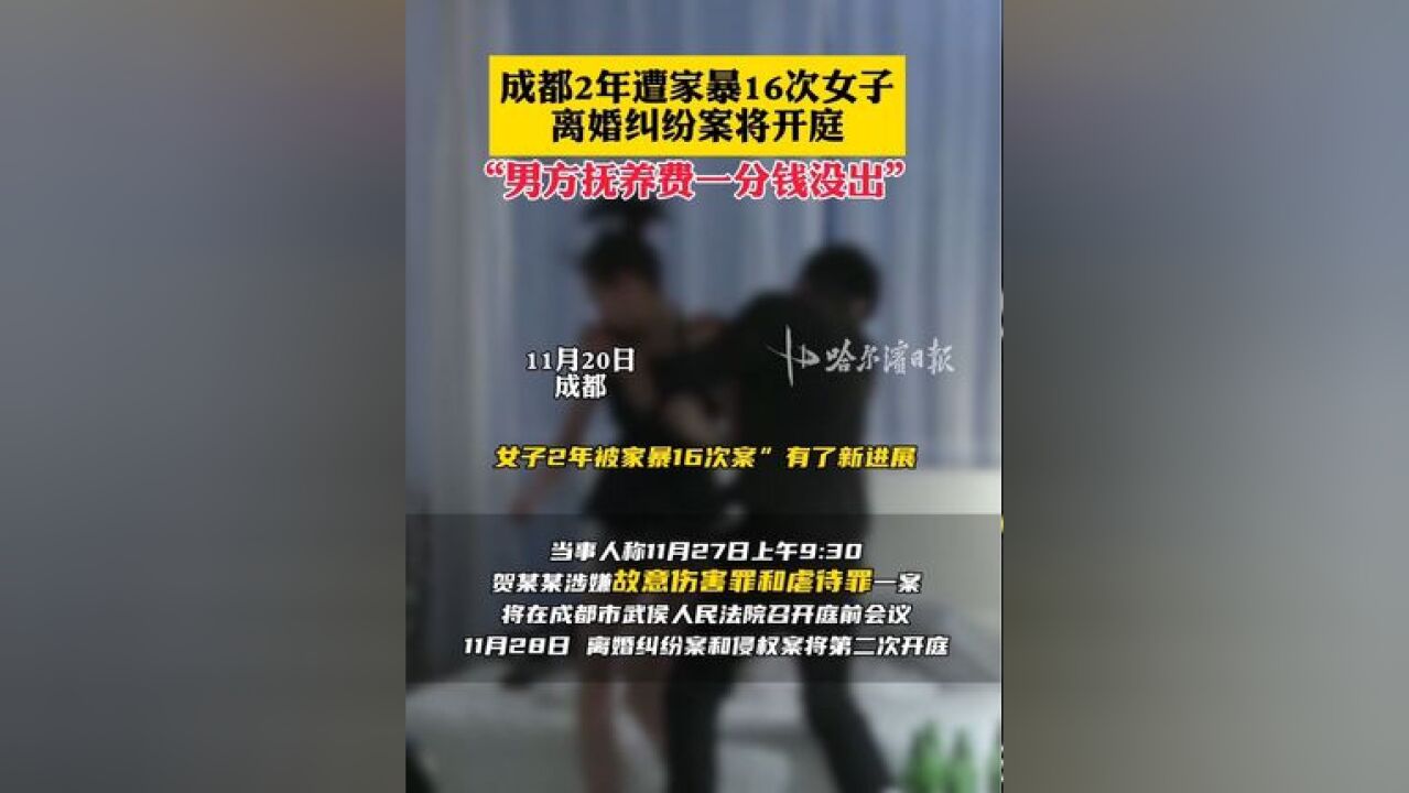 成都2年遭家暴16次女子离婚纠纷案将开庭,“男方抚养费一分钱没出”