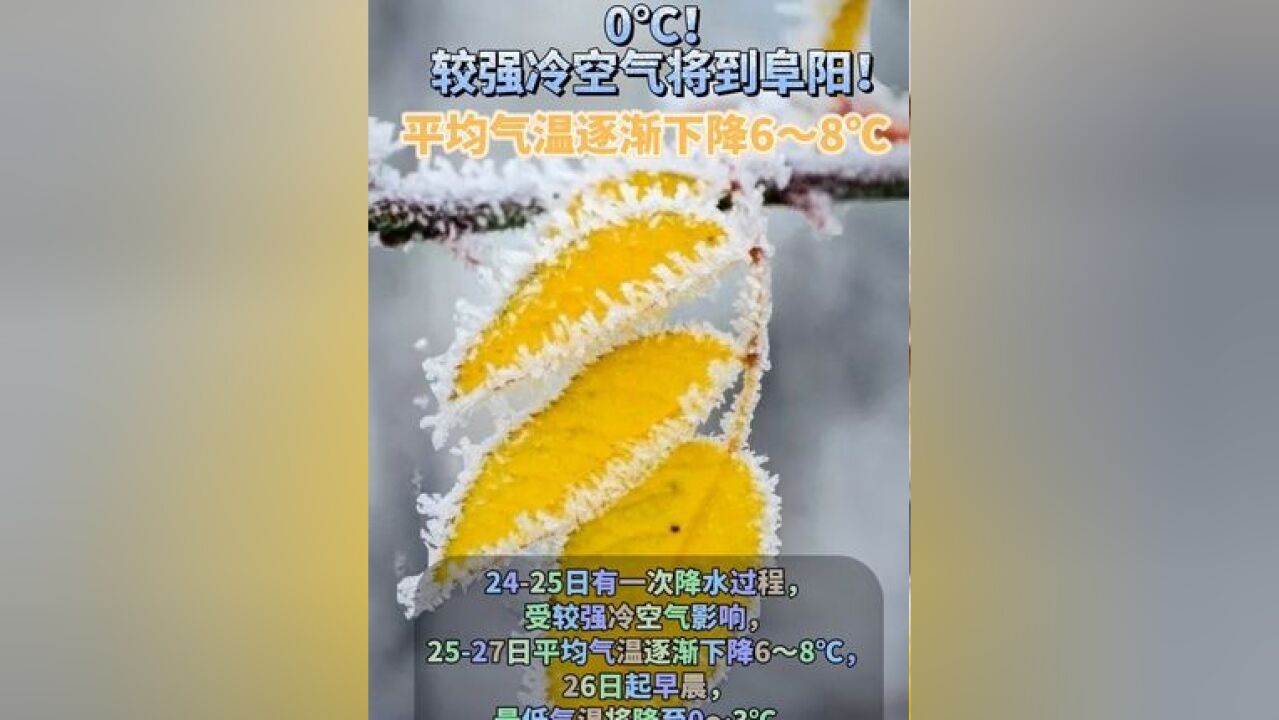 0℃!较强冷空气将到阜阳