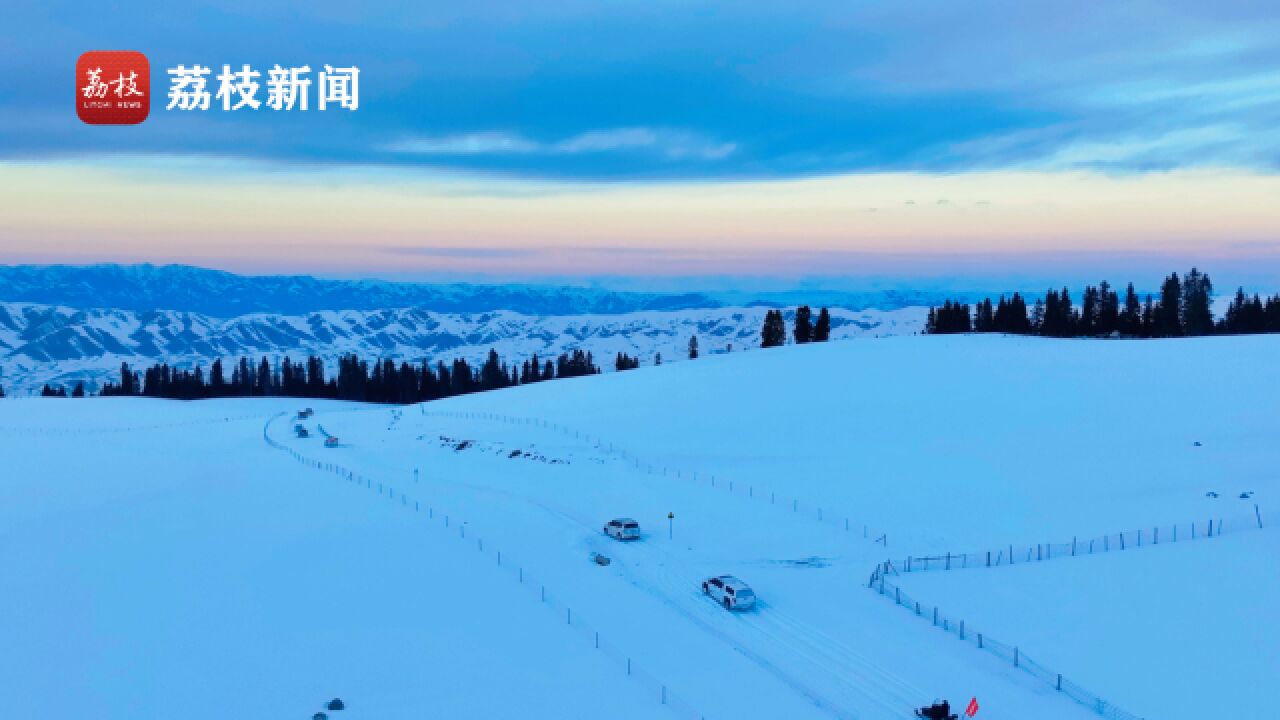 奇幻壮丽!夕阳下的冬日喀拉峻雪原氛围感已拉满