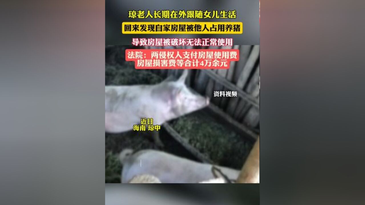 老人长期在外,住房竟被占用养猪?法院:支付房屋使用费、损害费4万余元