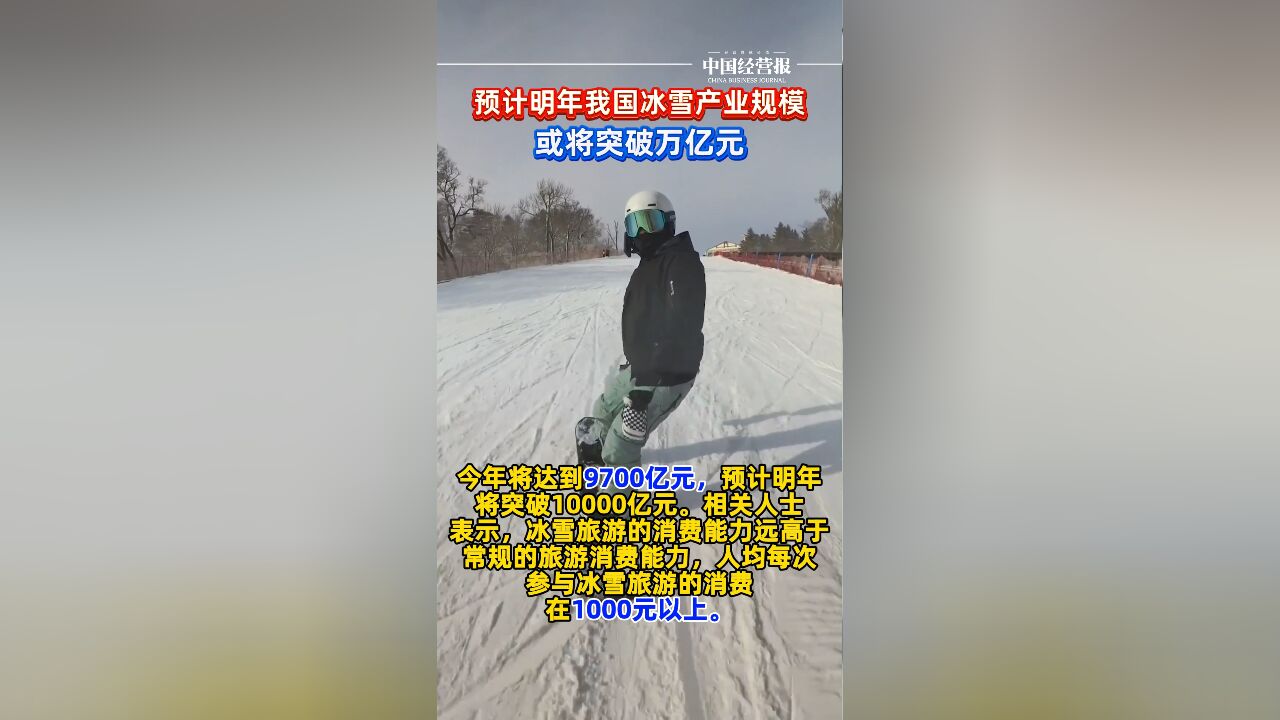 我国冰雪旅游人均消费超1000元,预计明年我国冰雪产业规模或将突破万亿元