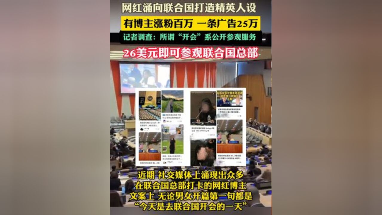 网红涌向联合国打造精英人设,有博主涨粉百万,一条广告25万,记者调查:所谓“开会”系公开参观服务,26美元即可参观联合国总部