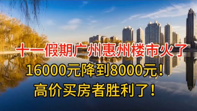 广州惠州楼市火了!16000元降到8000元,高价买房者胜利了