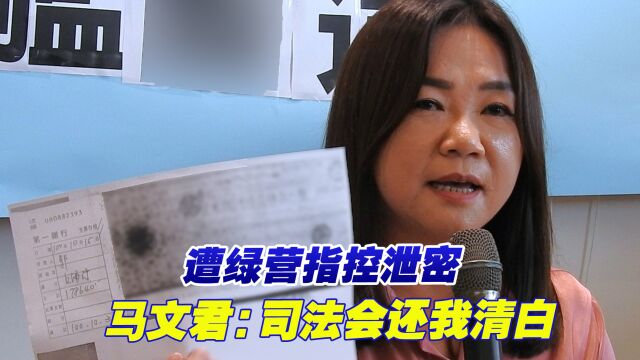 遭绿营指控将潜艇资料泄密,马文君:司法会还我清白