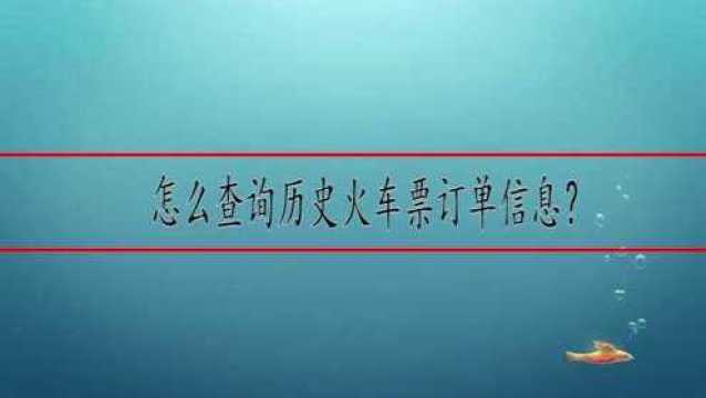 怎么查询历史火车票订单信息?