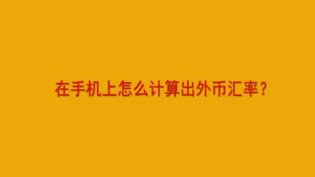 在手机上怎么计算出外币汇率?