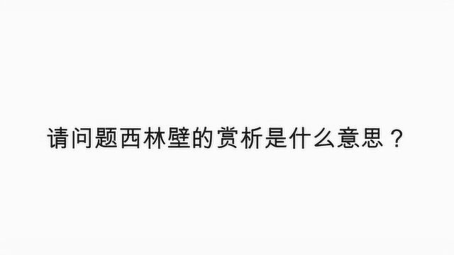 请问题西林壁的赏析是什么意思?