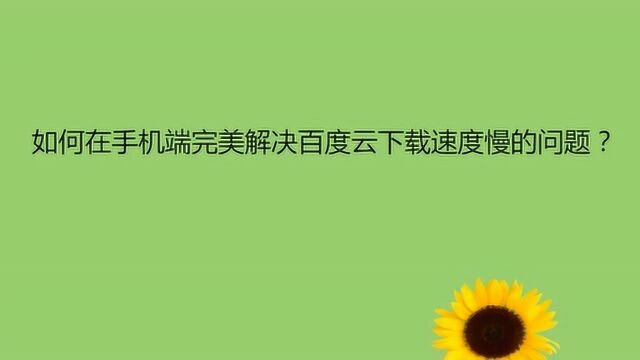 如何在手机端完美解决百度云下载速度慢的问题?