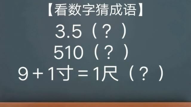 看数字猜成语,题目分别是:(3.5)(510)(9加1寸等于1尺)