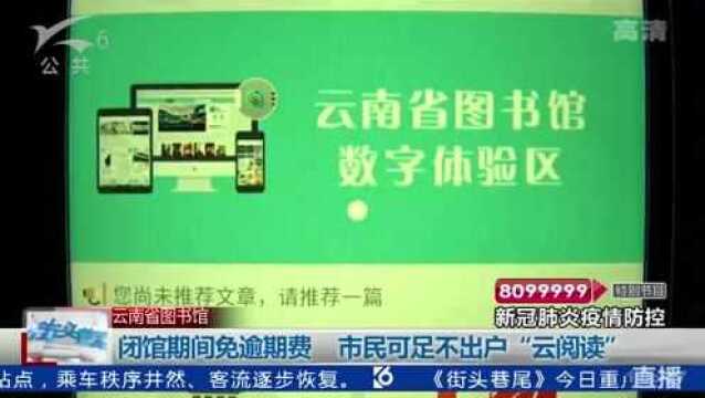 云南省图书馆 闭馆期间免逾期费 市民可足不出户“云阅读”