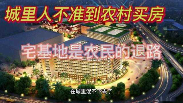 城里人不能到农村买房,宅基地是农民的退路,你怎么看?