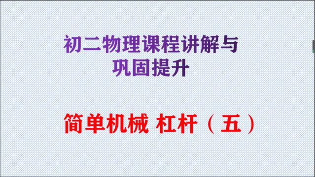 初二物理知识讲解与巩固提升,简单机械,杠杆(五)