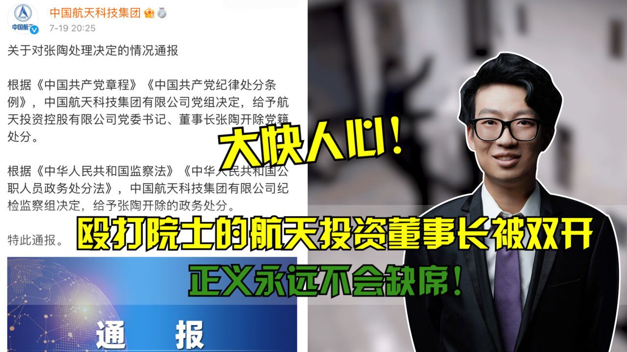 大快人心!殴打院士的航天投资董事长被双开,正义永远不会缺席!