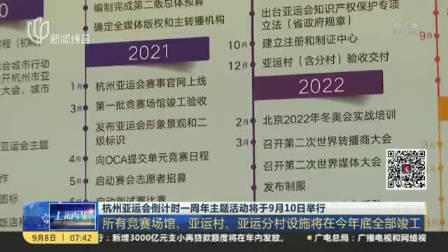 杭州亚运会倒计时一周年主题活动将于9月10日举行