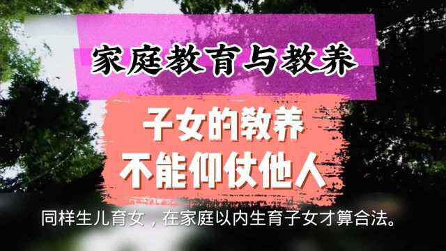 现代婚姻家庭教育与教养:子女的教养不能仰仗他人爸妈育儿经国学经典传统文化