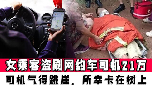 浙江女乘客以借手机盗刷网约车司机21万,司机气得跳崖,所幸卡在树上