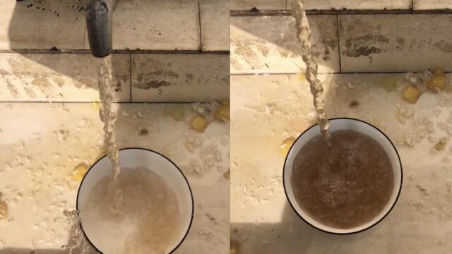 湖北一学校洗碗水浑黄 水厂称非自来水是汉江清水,学校水管有问题