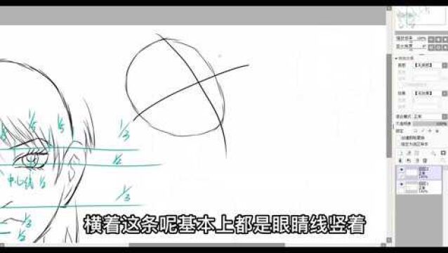 板绘、绘画教学一分钟找准五官位置(三庭五眼)