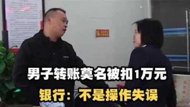 银行转账莫名被扣1万元,男子焦急等待15天,银行:不是操作失误