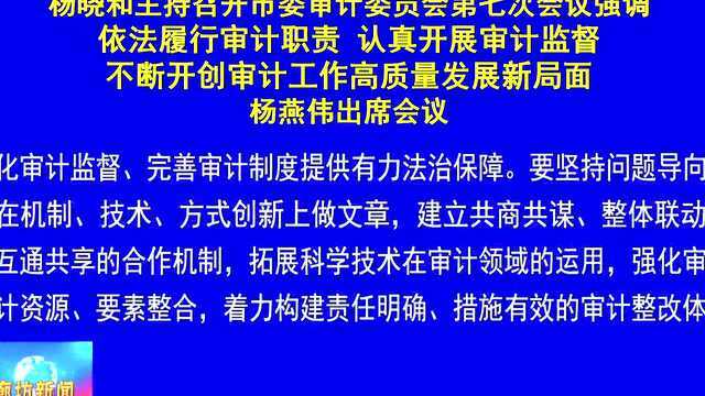 廊坊广电ⷥ䴦ᤸ襸‚委书记、市委审计委员会主任杨晓和主持召开市委审计委员会第七次会议