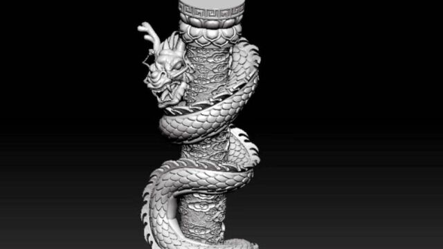 功夫盘龙柱圆雕建模欣华美院雕刻教程zbrush雕刻教程金蟾教程