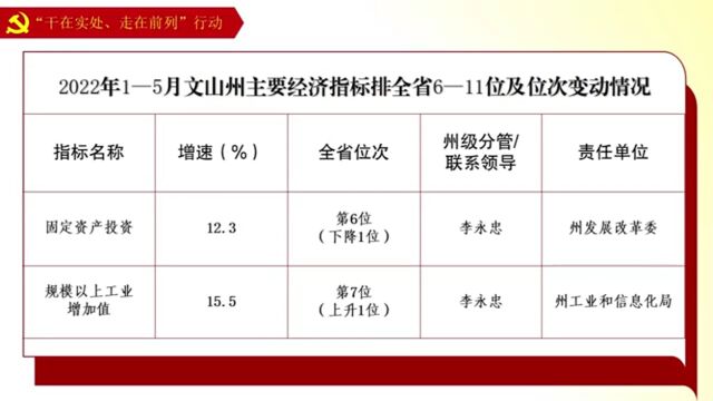 2022年1—5月文山州主要经济指标在全省排名情况