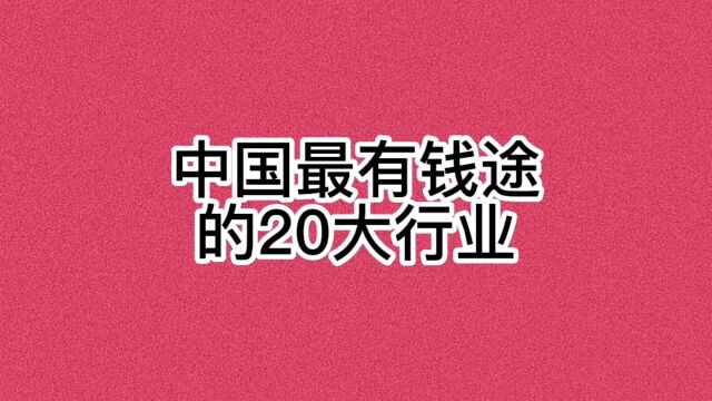 中国最有钱途的20大行业