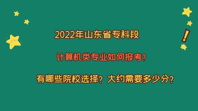 2022年山东专科,计算机类专业如何报考?哪些院校?需要多少分?