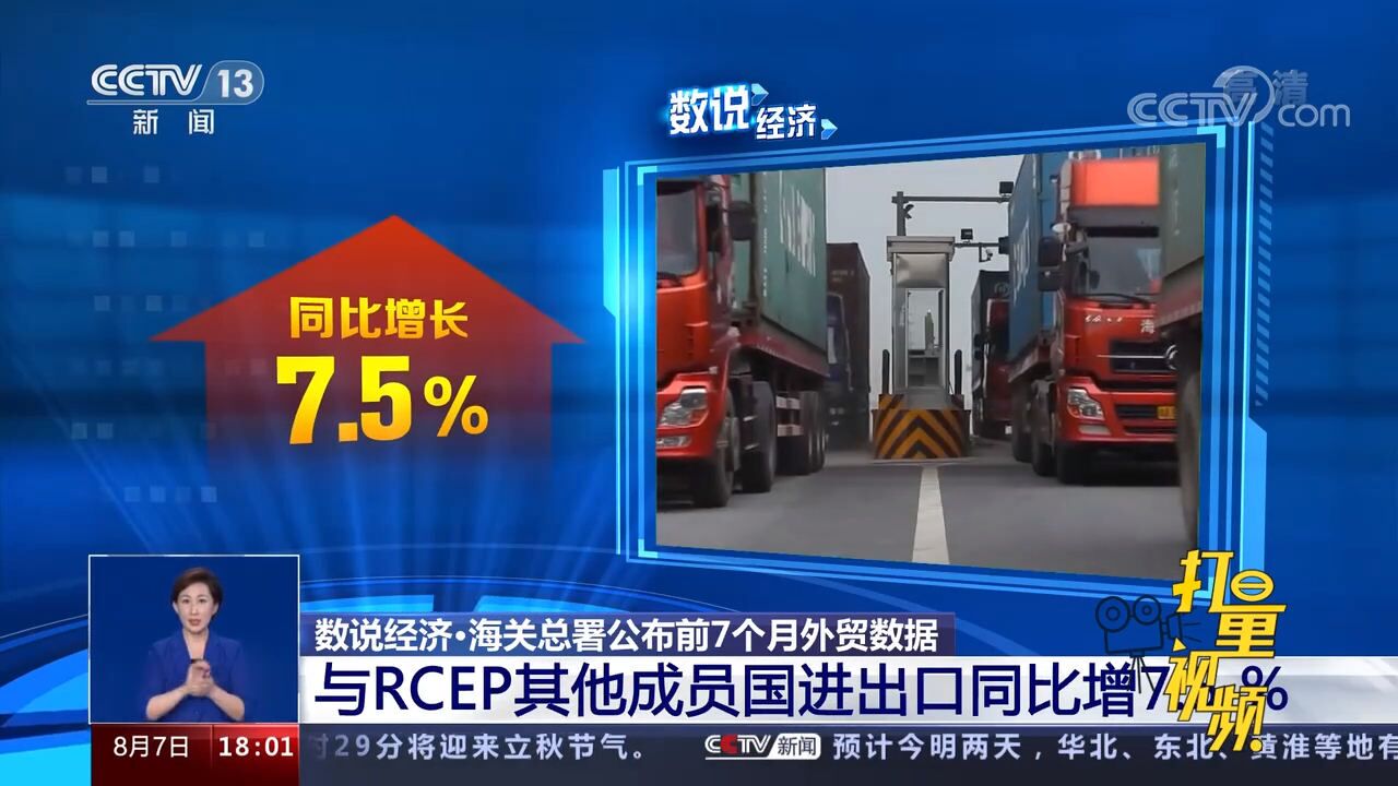 海关总署:前7个月我国外贸进出口总值同比增长10.4%