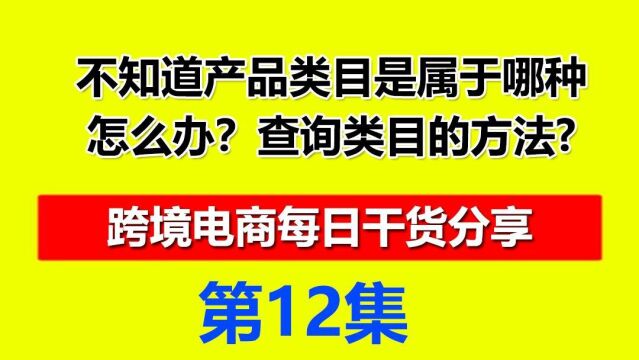 12、不知道速卖通产品类目是属于哪种怎么办?查询类目的方法