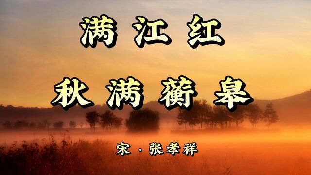 诗词欣赏:张孝祥《满江红ⷧ狦𛡨˜…皋》—红叶题诗谁与寄,青楼薄幸空遗迹