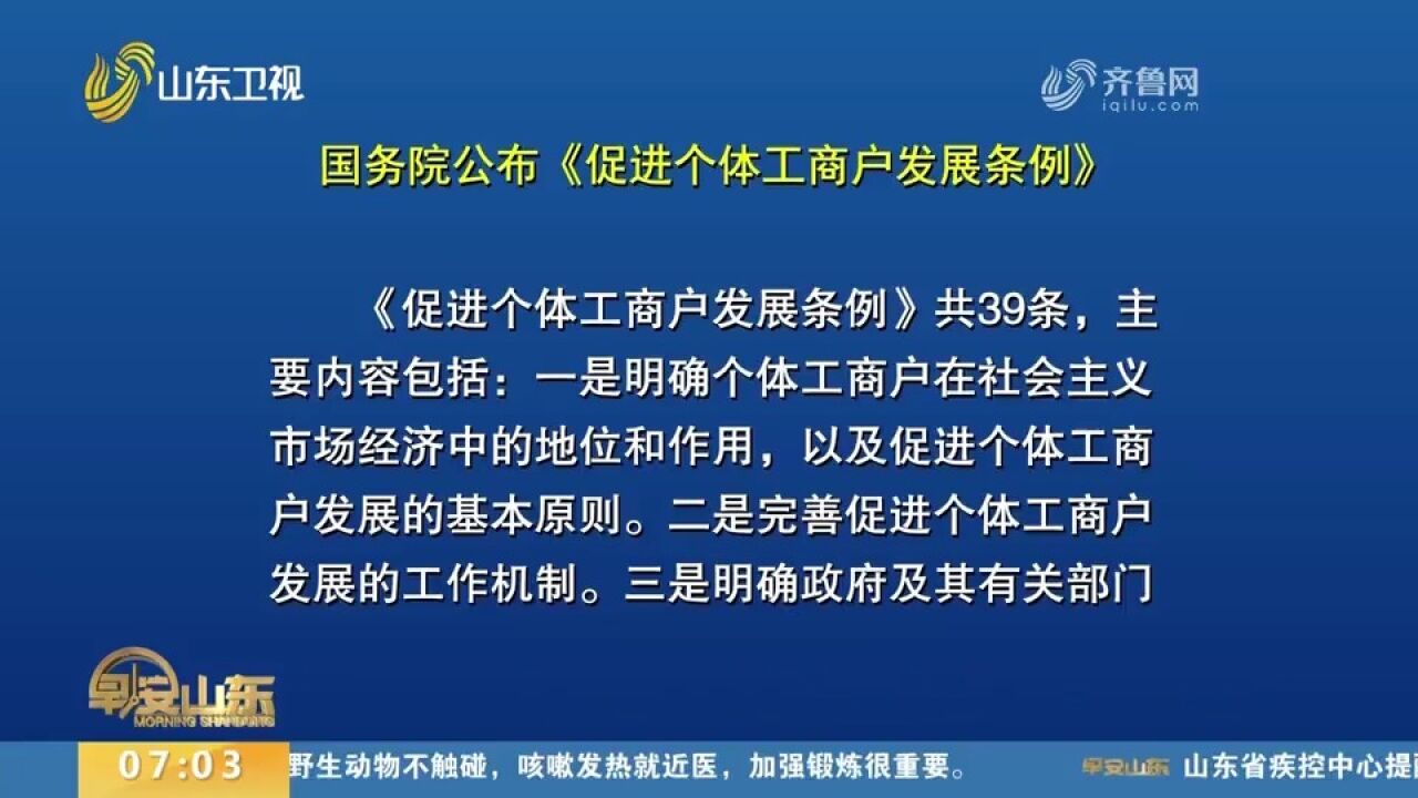 11月1日起施行!国务院公布《促进个体工商户发展条例》