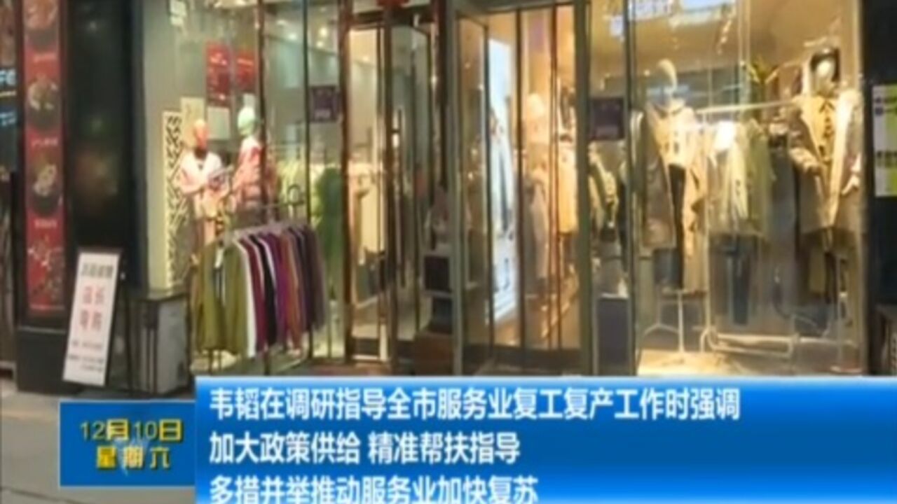 韦韬调研指导全市服务业复工复产工作