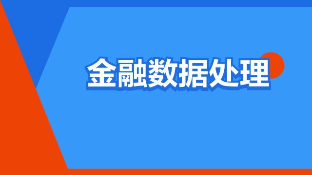 “金融数据处理”是什么意思?