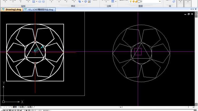 CAD基础绘图,CAD2D平面图制作方法,圆相与多边形的绘制方法CAD36