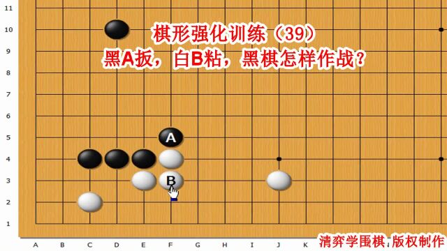 围棋实战强化训练 棋形练习(39)黑A扳,白B粘,黑怎样作战?