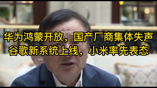 华为鸿蒙开放,国产厂商集体失声,谷歌新系统上线,小米率先表态