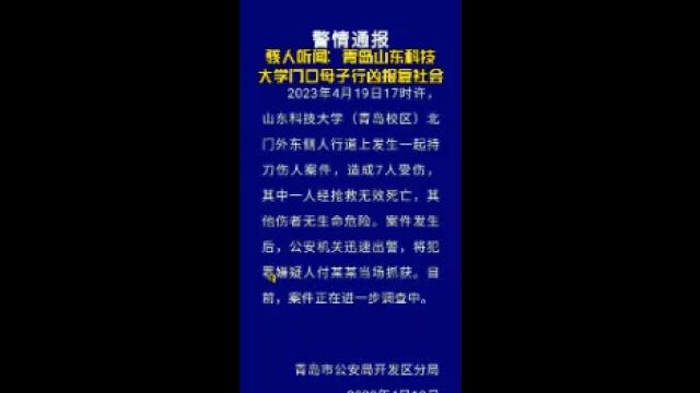 骇人听闻:青岛山东科技大学门口母子行凶报复社会