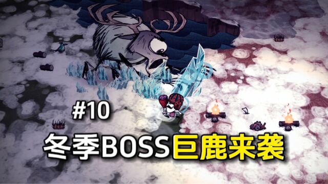 饥荒:野外遭遇冬季BOSS,巨鹿来袭,教你怎么无伤打怪