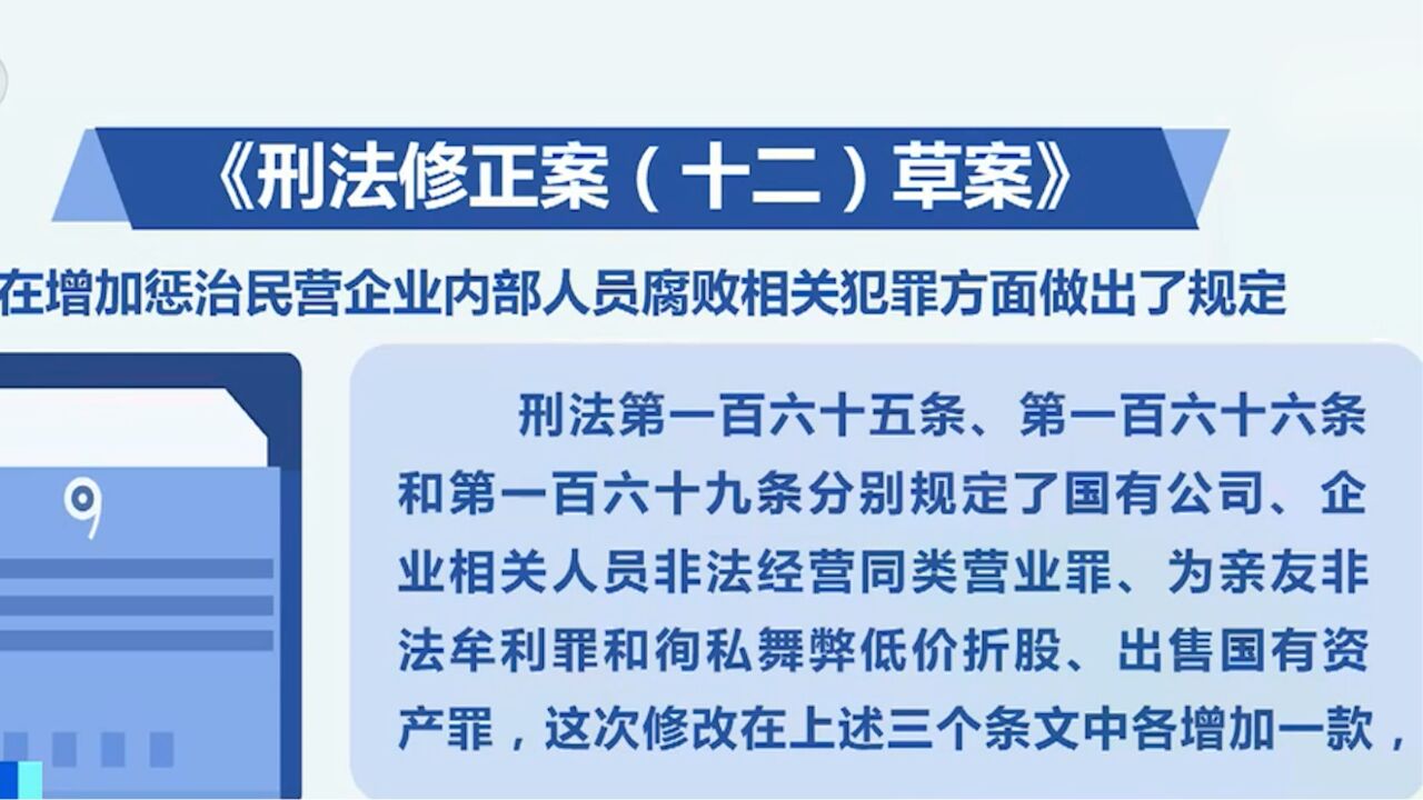 刑法修正案(十二)草案,增加惩治民营企业内部人员腐败相关犯罪